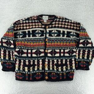 EXPRESS TRICOT CHUNKY WOOL HAND KNIT CARDIGAN SWEATER M/L Cottagecore Grannycore